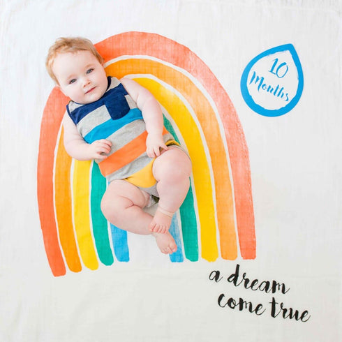 lulujo Baby First Year Milestone Blanket and Cards Set, A Dream Come True...