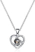 NW 2 pcs Pendants i love you necklace in 100 languages Projection Heart Pendant necklace for women mother with led light heart gift box SLIVER...