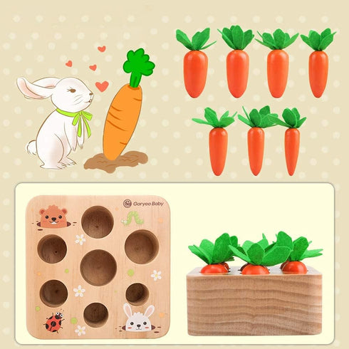 Montessori Educational Toys Wooden Carrots Harvest Shape Size Sorting Games for Matching Puzzle Gift Preschool Learning for Boys Girls Kids Toddle...
