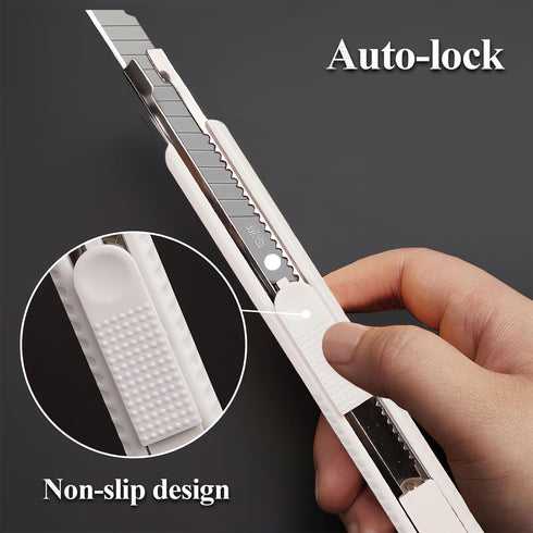 M&G 4 Pack Box Cutter Retractable, Utility Knife 9mm Wide Snap-Off Blades, Extended Razor Knife Box Opener for Cutting Carboard Wrapping, School H...