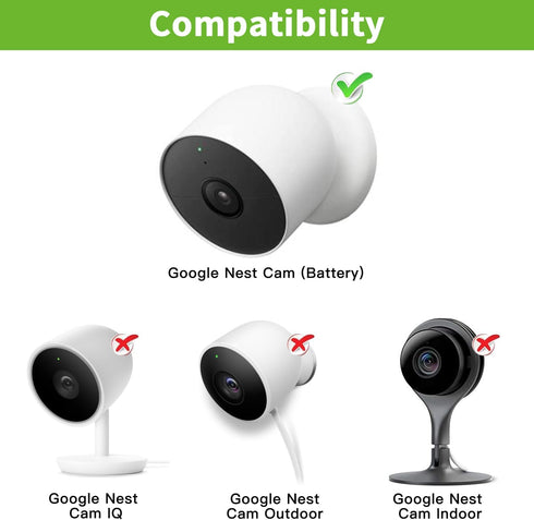 Power Adapter for Google Nest Cam Outdoor or Indoor, Battery - 10ft/3m Flat Weatherproof Outdoor Charging Cable Provide Continuous Power Supply fo...