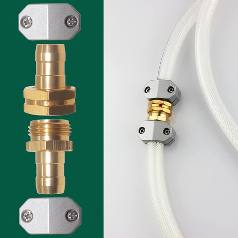 Joywayus 2Set Heavy Duty 5/8" Barb x 3/4" GHT Male & Female Swivel Hex Aluminium Garden Water Hose Pipe Connector Repair Kit Fitting with Stainles...