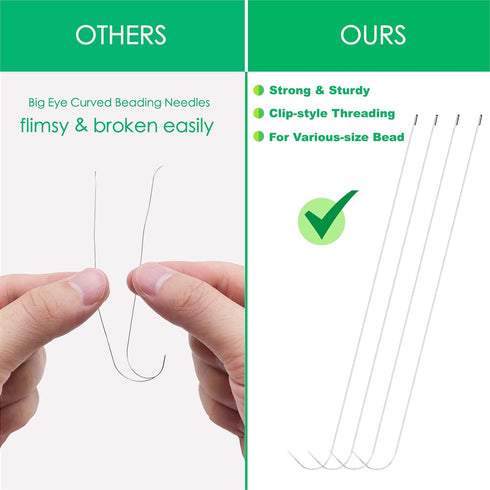 Xmada 4 PCS Beading Needles - 6.7 inches Clip-Style Beading Needles for Bead Spinner, 0.7mm Diameter, Efficient|Sturdy Beading Needles for Jewelry...
