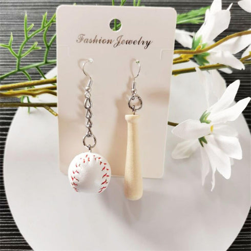 3D Baseball Earrings Faux Leather Baseball Dangle Earrings Wooden Baseball Bat Drop Earrings Baseball Player Jewelry Gifts for Women...