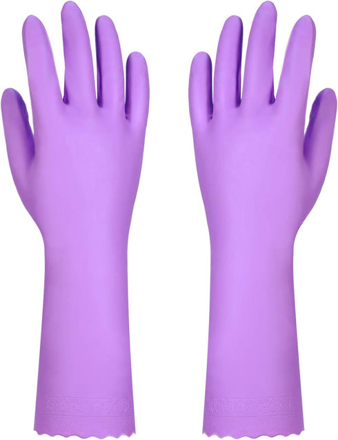 Elgood Reusable Dishwashing Cleaning Gloves with Latex free, Cotton lining,Kitchen Gloves 2 Pairs,Purple+blue Medium...