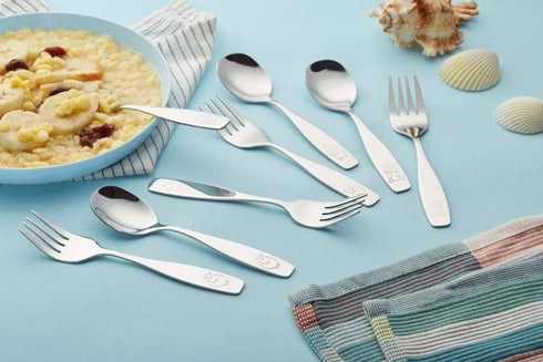 ANNOVA Kids Silverware Children's Safe Flatware Set Stainless Steel - Children Forks, Children Tablespoons, Toddler Utensils, Metal Cutlery Set fo...