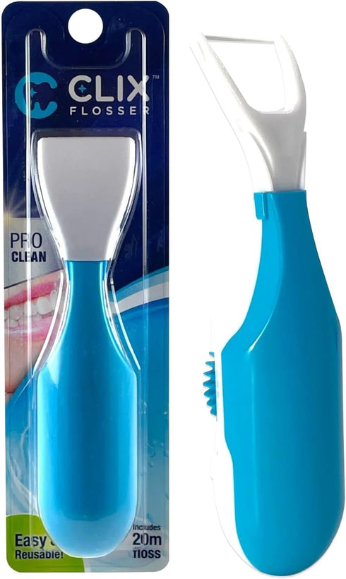 Automatic Dental Flosser | Reusable and Refillable | Pre-Loaded Floss Inside | Travel Cover | Easy Click-to-Use Solution for Plaque Removal, Clean...