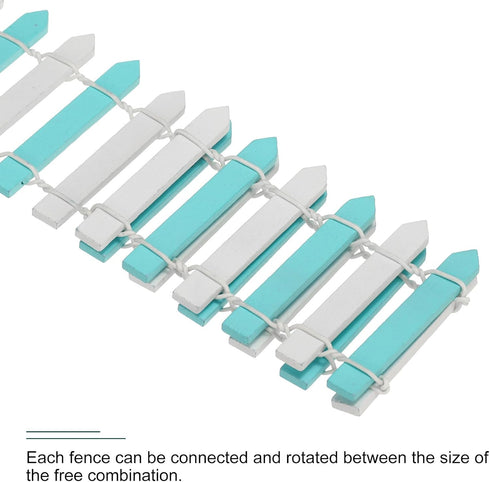 MECCANIXITY 4pcs 35 Inch Miniature Garden Fence, Mini Ornament Wood Picket Fence Decorative for Dollhouse Home DIY Crafts, Light Blue White, Light...