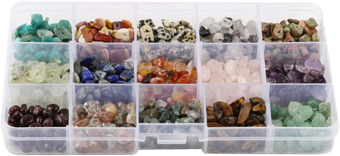 15 Different Type Gemstone Chip Bead Crystal Quartz Stone Irregular Shaped Loose Beads Crushed Chunked Crystal Pieces for DIY Bracelet Necklace Ma...