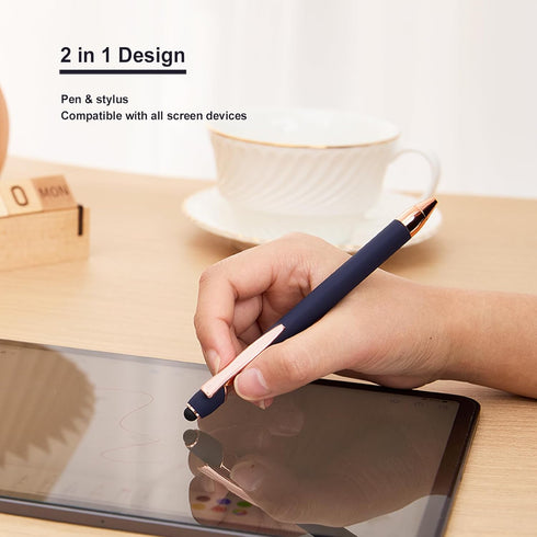 Ballpoint Pens, 12 Pcs Pens Fine Point Smooth Writing Pens, Stylus Pens with Screens Touch Stylus Tips, Black Ink 1.0 Mm Pens Gift Office Desk Acc...
