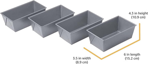 Chicago Metallic Commercial II Non-Stick Mini Loaf Pans, 5-3/4 by 3-1/4 by 2-1/4-Inch, Gray , 4 Count (Pack of 1)...