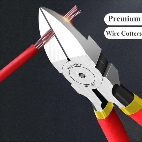 MONVICT Wire Cutters, 6 inch Precision Flush Side Cutters with Longer Cutting Edge Ultra Sharp & Powerful Heavy Duty Pliers, Ideal for Cables, Wir...