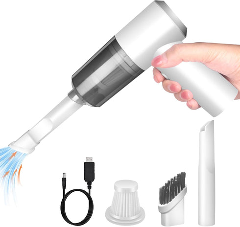 Cordless Handheld Vacuum Cleaner, High Power Rechargeable Mini Portable Vacuum for Home, Office and Car Cleaning (White)...