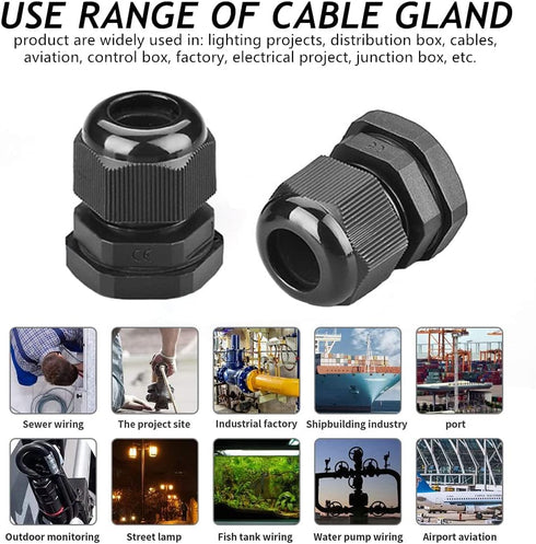 PENGLIN Cable Glands 1-1/4" NPT Nylon Cable Connector, Strain Relief Cord Connector, IP68 Waterproof Adjustable Locknut (1-1/4 Inch (5-Pack))...