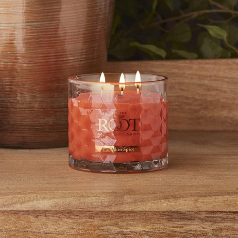 Root Candles Fall Scented Candles Honeycomb Glass Premium 3-Wick Handcrafted Beeswax Blend Candle, 12-Ounce, Pumpkin Spice...
