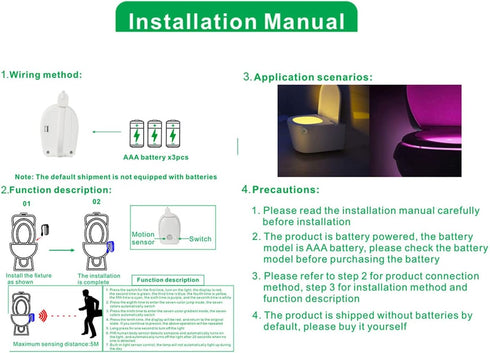 Toilet Light with Motion Detection White Sensor LED Bathroom Toilet Bowl Light...