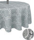 Tektrum 60 inch Round Moroccan Quatrefoil Outdoor Tablecloth with Umbrella Hole and Zipper, Zippered Table Cover - Spill Proof/Waterproof - for Pa...