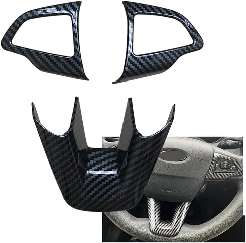 3PCS Carbon Fiber Folor Steering Wheel Cover for Ford Focus Escape EcoSport Kuga Not for RS ST...