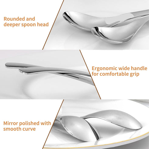 Soup Spoons, 6 Pieces Cereal Spoon, 6.7 Inch Table Spoons Silverware Thickened Stainless Steel, Kitchen Spoon Set of 6 for Soup, Silver, Dishwashe...