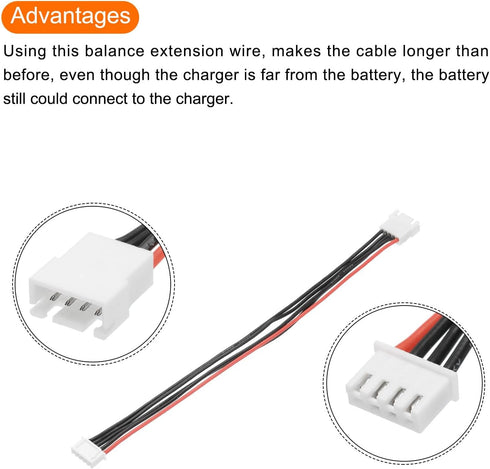 MECCANIXITY 5Pcs 3S Balance Charger Cable 200mm 22AWG Lipo Balance Wire Connector Extension Silicone Cable for RC Lipo Battery Charger (White Adap...