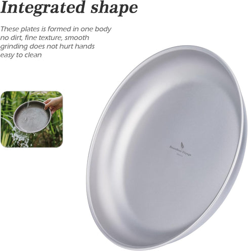 Boundless Voyage Titanium Camping Plate Dishes Saucer Lightweight Round Dinnerware Set Stackable Serving Plates Pasta Plates Travel Outdoor Home K...