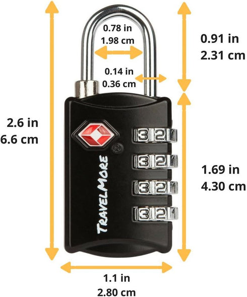 5 Pack TSA Luggage Locks with 4 Digit Combination – Heavy Duty Set Your Own Padlocks for Travel, Baggage, Suitcases & Backpacks - Black...