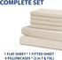 Home Collection Micro Caress Luxurious Sheet Set, 90GSM 4 -Piece Cal King Size with 2 Additional Pillowcase, Cream Color...