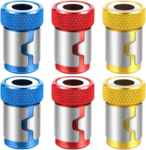 6 Pieces Bit Magnetizer Ring Magnetic Screw Holder Rings 1/4 Inch Hex Shank Carbon Steel Electric Drill and Hand Tools Screwdriver Driver Bits Mag...
