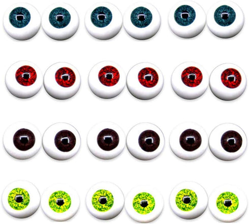 DoubleWood 12 Pairs Halloween Eyeballs Scary Plastic Hollow Eyeball 22mm Halloween Horror Props, Realistic Eyes for Hallow Props, Masks, Dolls or ...
