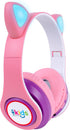 Singing Machine SMK302PP Kids Bluetooth Wireless Cat Headphones with Built-in Microphone and Rechargeable Battery, Pink...