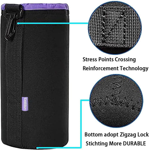 Cwatcun 4 Pack Lens Pouch Set, Camera Lens Case Bag with Thick Protective Neoprene, for Canon Nikon Sony Pentax Olympus Panasonic Fuji Sigma DSLR ...