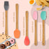 5 Piece Silicone Spatula,Mini Rubber Spatula Wooden Handle,Heat Resistant Silicone Spatula Set,Kitchen Utensils Non-Stick For Baking,Cooking And M...