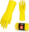 Vgo... 2-Pairs Reusable Household Gloves, Rubber Dishwashing gloves, Extra Thickness, Long Sleeves, Kitchen Cleaning, Working, Painting, Gardening...