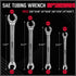 4-Piece Flare Nut Wrench Set - SAE Brake Line Wrench 1/4, 5/16, 3/8, 7/16, 1/2, 9/16, 5/8, 11/16-inch, Professional Offset Heads, Portable Organiz...