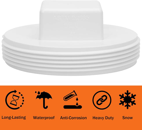 2Pack 4 Inch PVC Male Threaded Pipe End Cap SCH40 PVC Pipe Male Thread Plug 4" PVC NPT Male End Cap Adaptor, PVC Cleanout End Cap Plug, PVC NPT Ma...