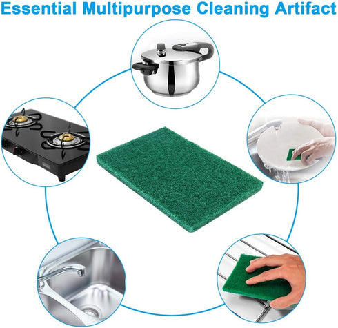 8PCS Scouring Pad - Premium Heavy Duty Scrub Pads, Reusable Household Green Dish Scrubber, Multipurpose Scour pad - for Kitchen Scrubber & Metal G...