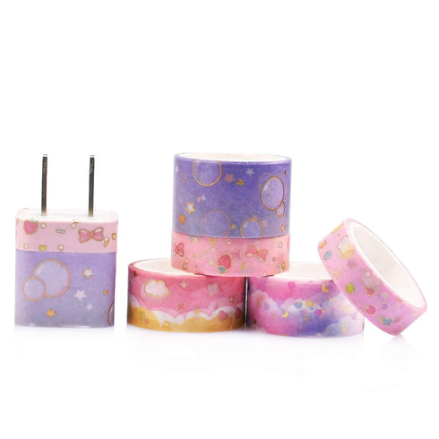 10Rolls Washi Tape Set, Cute Gold Foil Geometric Pattern Decorative Masking Tape Sets for Craft,Kids,Scrapbook,DIY,Gift Wrapping...