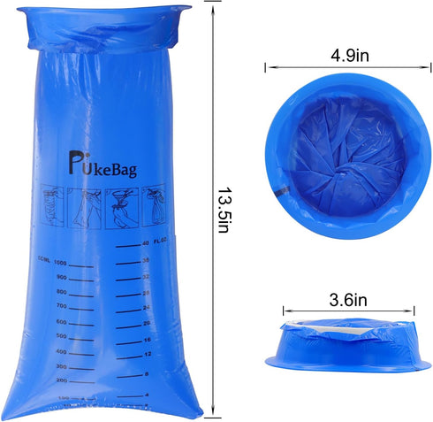 Emesis Bags, Disposable Vomit Bags, Aircraft Barf Bags Disposable, Throw Up Bags for Car Sickness, 12 Pack Blue Nausea Bags for Travel Motion Sick...