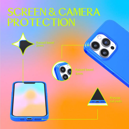 FELONY CASE - iPhone 13 Pro Max Neon Blue Clear Protective Case, TPU and Polycarbonate Shock-Absorbing Bright Cover - Crack Proof with a Gloss Fin...