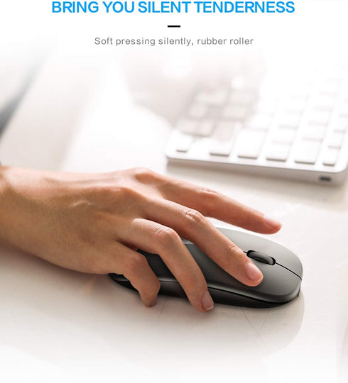 INPHIC Wireless Mouse, 2.4G Silent Rechargeable Ultra Slim USB Portable Mouse, 1600 DPI & 400mAh Battery with Visible Level for Laptop PC Computer...