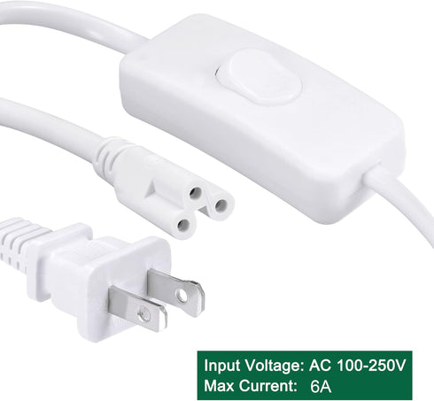 MECCANIXITY T5 T8 LED Tube Power Extension Cable with On/Off Switch, 2 Pin 5M Length Wire White for LED Integrated Light Tube Fixture...