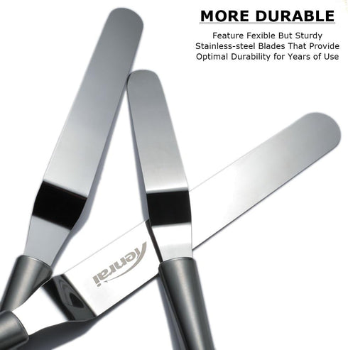 Tenrai Metal Icing Spatula Set Stainless Steel Cake Knife Offset Professional Tool for Decorating Cakes (Length: 6 8 10 Inch, Silver)...