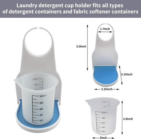 Laundry Detergent Holder Set?2 Pcs Laundry Detergent Cup Holder And 2 Pcs Laundry Detergent Measuring Cup?No More Mess Or Leaks...