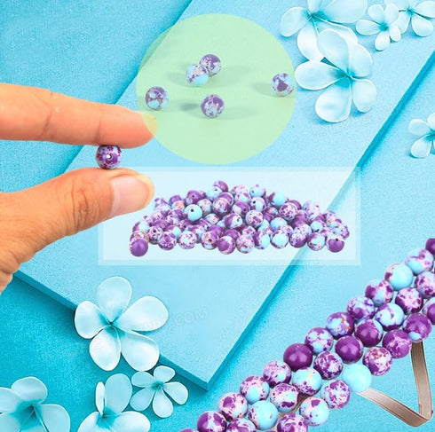 Purple-Blue Imperial Jasper Beads 48pcs 8mm Stone Beading Loose Gemstones Hole Size 1mm DIY Smooth Bead for Bracelet Necklace Earrings Jewelry Mak...