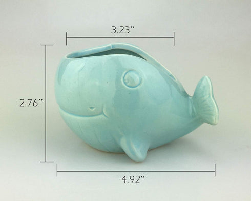 VanEnjoy 5" Ceramic Succulent Pot, Cute Ocean Blue Seashell Series, Conch Shaped Cactus Pot Planter, Flower Pot, Pottery Bonsai Pot (Whale)...
