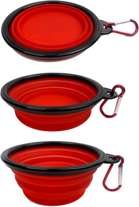 Mr. Peanut's Collapsible Dog Bowls, Set of 3 Colors, Dishwasher Safe BPA Free Food Grade Silicone Portable Pet Bowls, Foldable Travel Bowls for Fe...