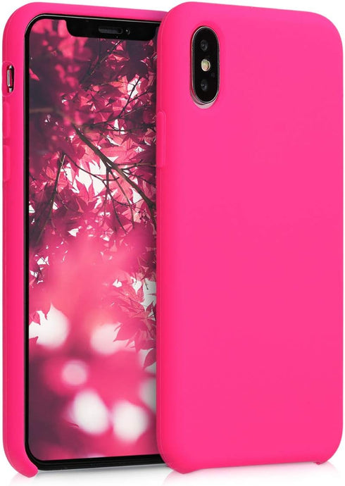 kwmobile Case Compatible with Apple iPhone Xs Case - TPU Silicone Phone Cover with Soft Finish - Neon Pink...