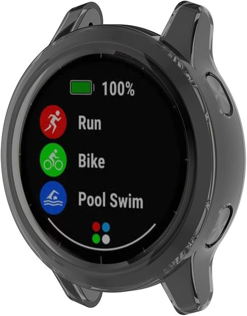 Black-3Pack Covers Compatible with Garmin vívoactive 4 Watch Case Accessories Transparent TPU Protective Bumper Scratch-Resistant for 45 mm Vívoac...