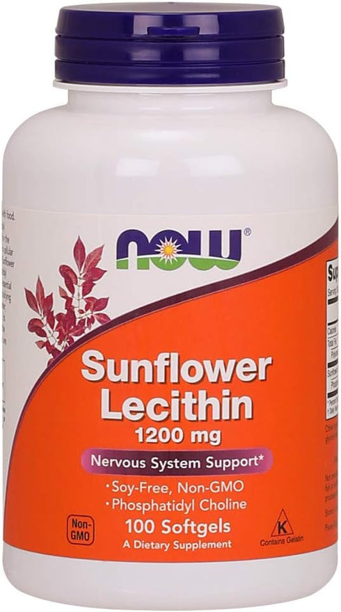 NOW Supplements, Sunflower Lecithin 1200 mg with Phosphatidyl Choline, 100 Softgels...