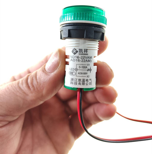 3pcs AC Current and Voltage Indicator with Two-Digit Display, 22mm Round Head LED Multi-Function Measuring Instrument Monitor Green red Yellow...